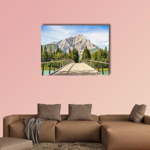 Footbridge Over Bow River Canvas Wall Art-1 Piece-Gallery Wrap-48" x 32"-Tiaracle