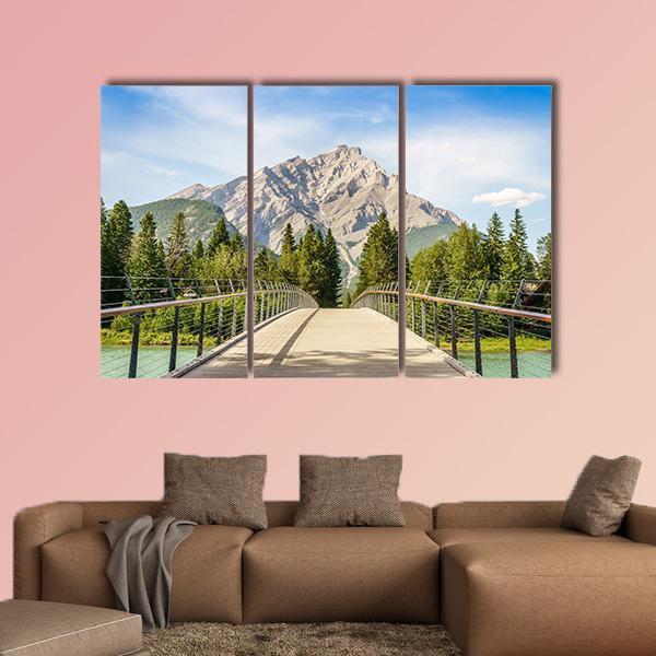 Footbridge Over Bow River Canvas Wall Art-3 Horizontal-Gallery Wrap-37" x 24"-Tiaracle