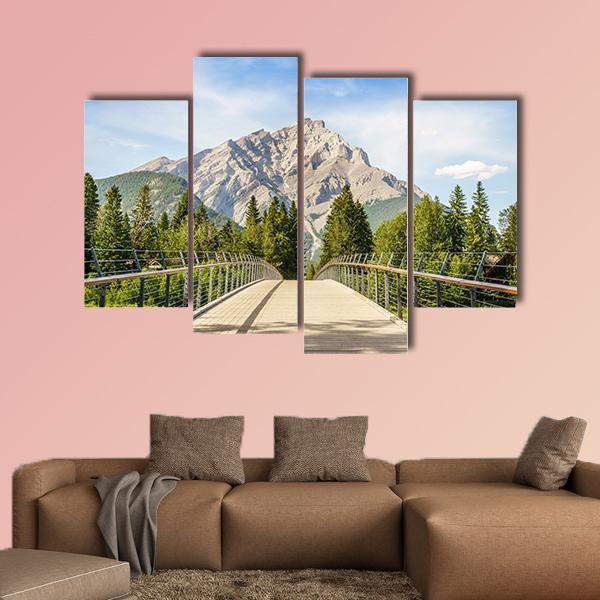 Footbridge Over Bow River Canvas Wall Art-4 Pop-Gallery Wrap-50" x 32"-Tiaracle