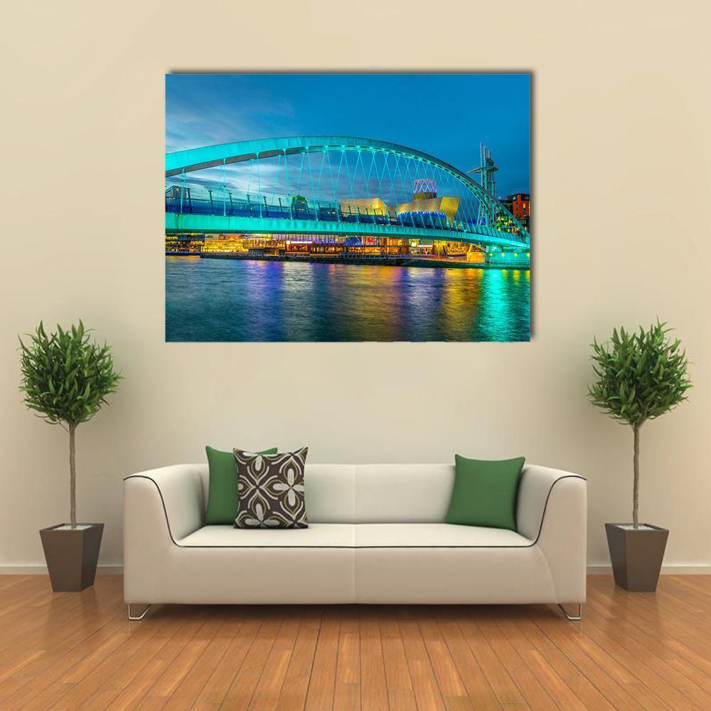 Footbridge In Salford Canvas Wall Art-1 Piece-Gallery Wrap-48" x 32"-Tiaracle