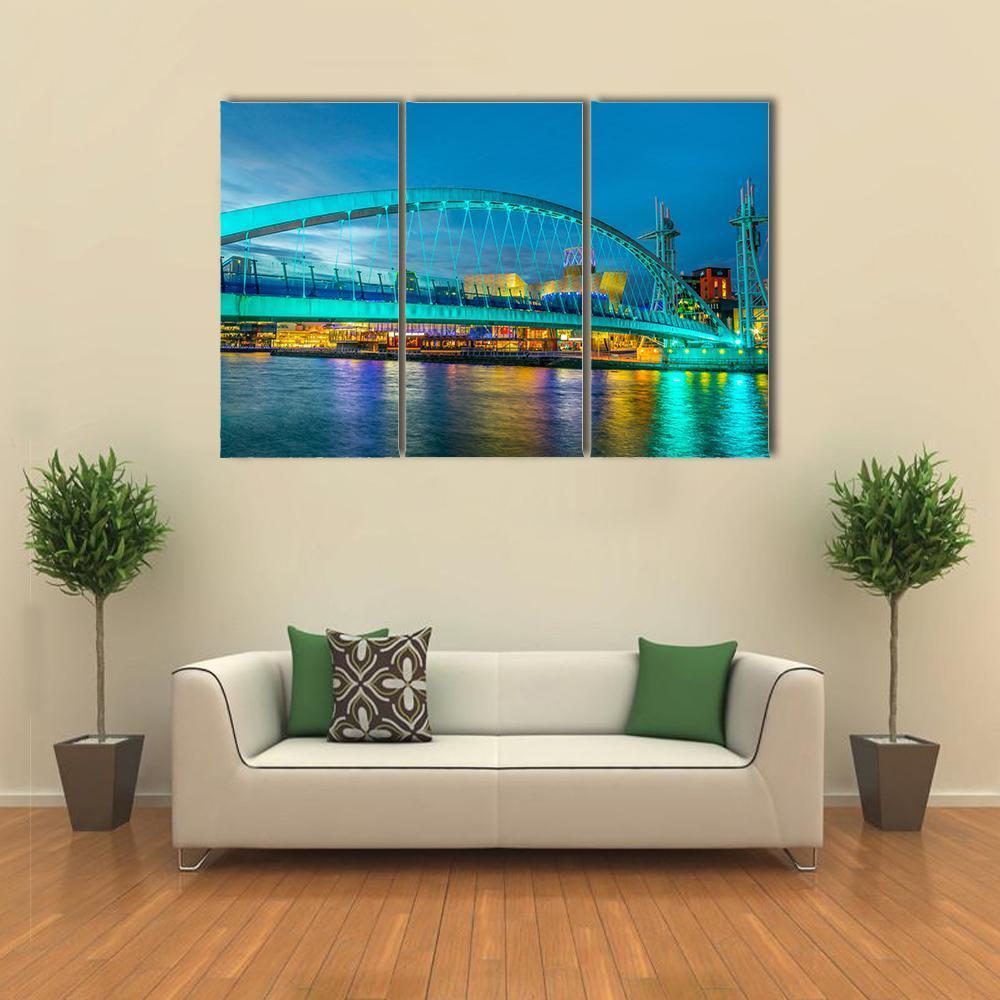 Footbridge In Salford Canvas Wall Art-3 Horizontal-Gallery Wrap-37" x 24"-Tiaracle