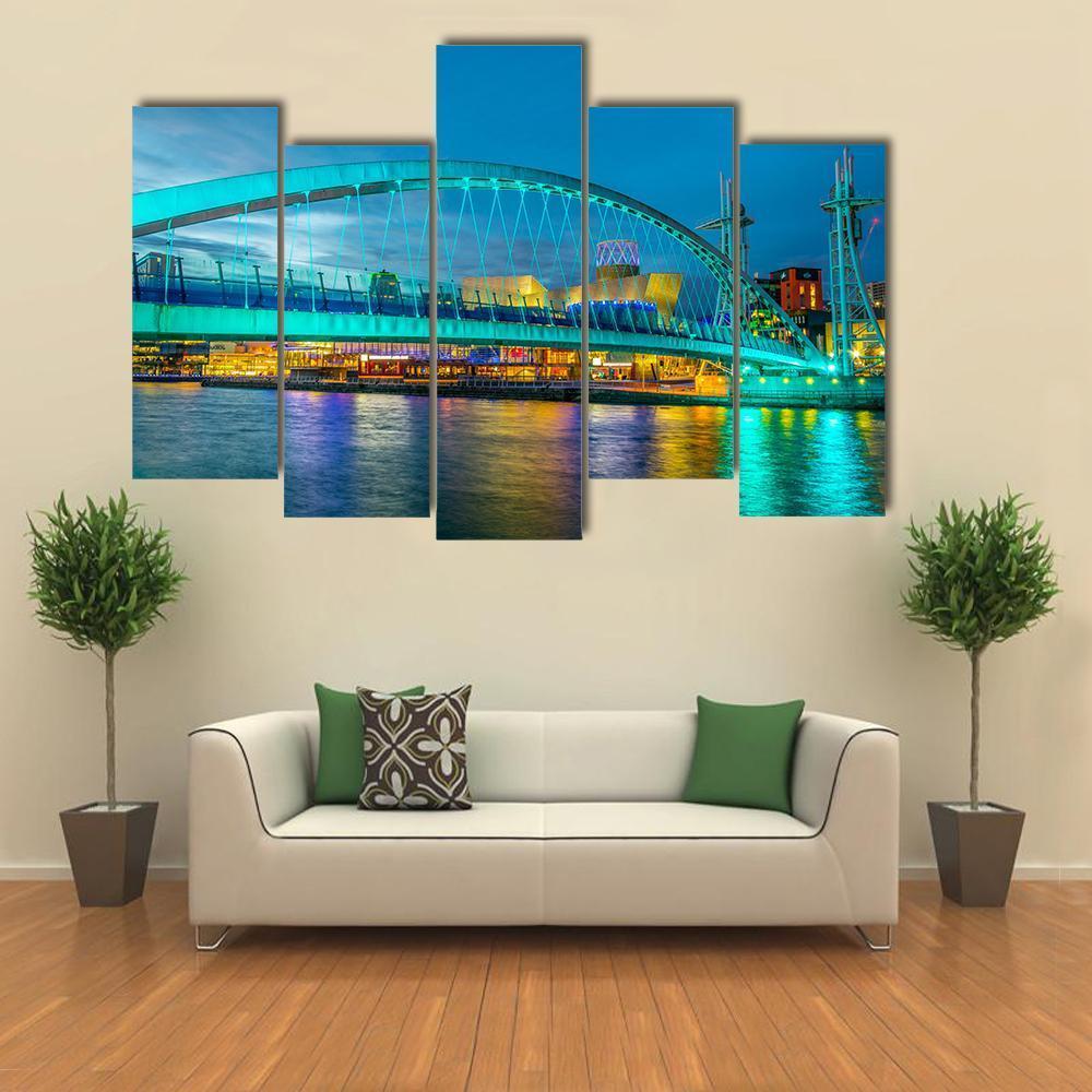 Footbridge In Salford Canvas Wall Art-5 Pop-Gallery Wrap-47" x 32"-Tiaracle