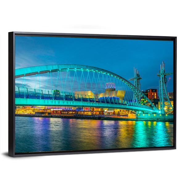 Footbridge In Salford Canvas Wall Art-3 Horizontal-Gallery Wrap-25" x 16"-Tiaracle
