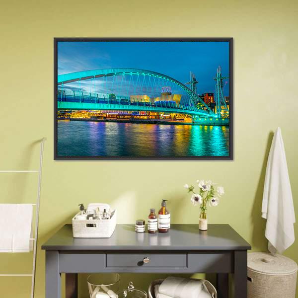 Footbridge In Salford Canvas Wall Art-1 Piece-Floating Frame-24" x 16"-Tiaracle