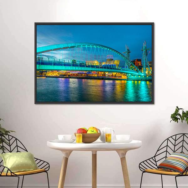 Footbridge In Salford Canvas Wall Art-3 Horizontal-Gallery Wrap-25" x 16"-Tiaracle