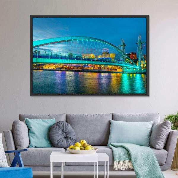 Footbridge In Salford Canvas Wall Art-3 Horizontal-Gallery Wrap-25" x 16"-Tiaracle