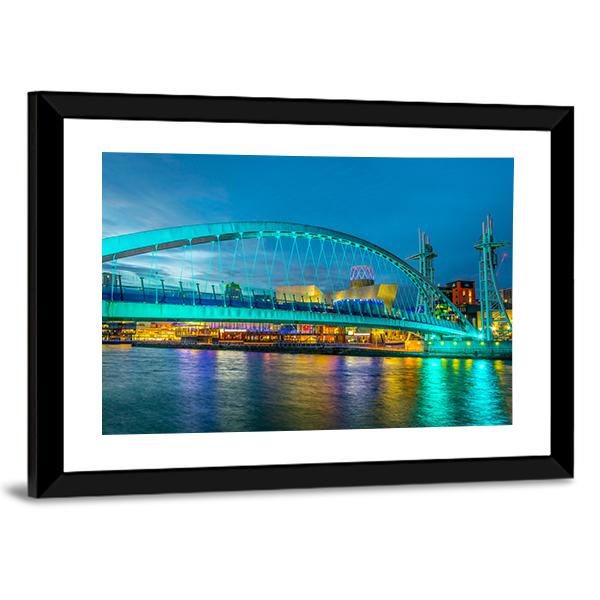 Footbridge In Salford Canvas Wall Art-3 Horizontal-Gallery Wrap-25" x 16"-Tiaracle