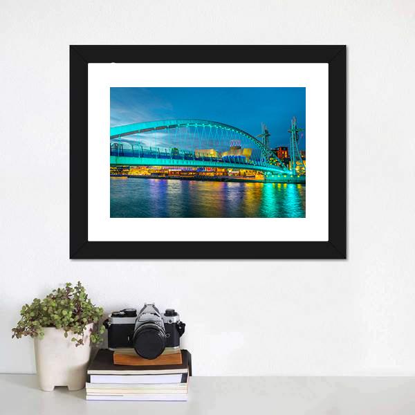 Footbridge In Salford Canvas Wall Art-1 Piece-Framed Print-20" x 16"-Tiaracle