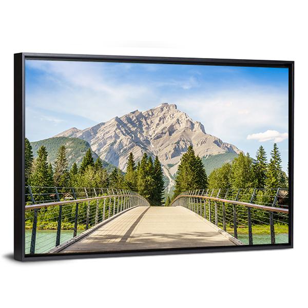 Footbridge Over Bow River Canvas Wall Art-3 Horizontal-Gallery Wrap-25" x 16"-Tiaracle