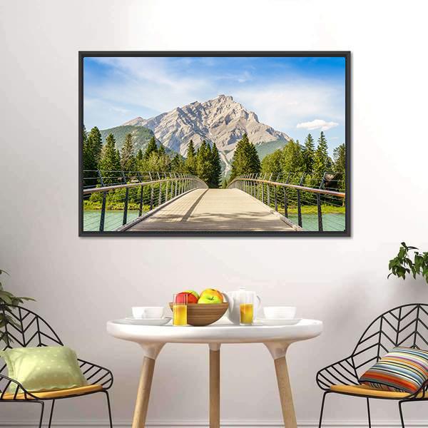 Footbridge Over Bow River Canvas Wall Art-3 Horizontal-Gallery Wrap-25" x 16"-Tiaracle