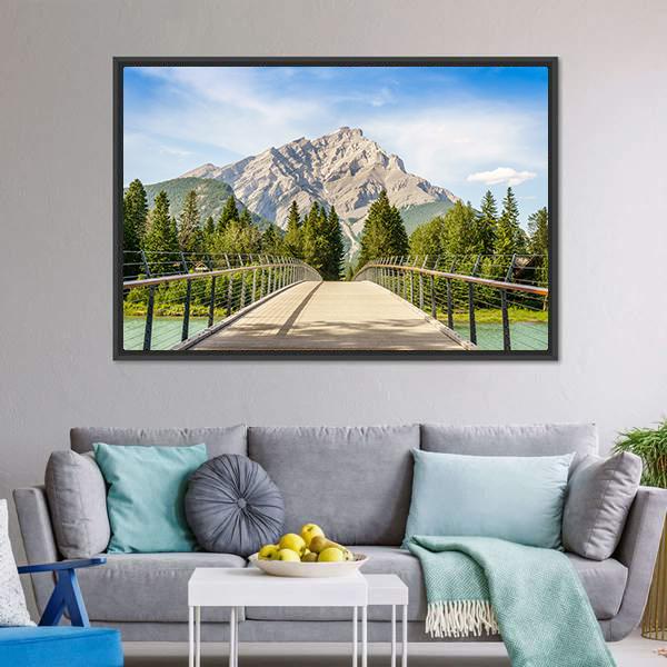 Footbridge Over Bow River Canvas Wall Art-3 Horizontal-Gallery Wrap-25" x 16"-Tiaracle