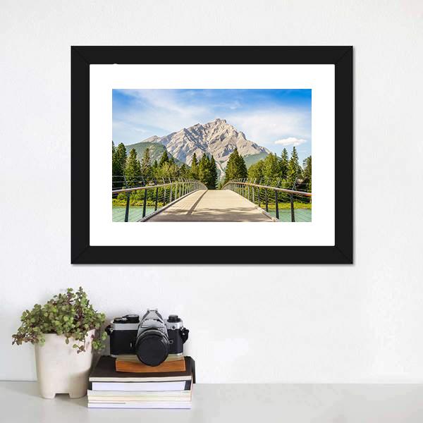 Footbridge Over Bow River Canvas Wall Art-1 Piece-Framed Print-20" x 16"-Tiaracle