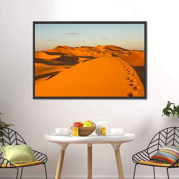 Footprints In Sand Dunes Canvas Wall Art-3 Horizontal-Gallery Wrap-25" x 16"-Tiaracle