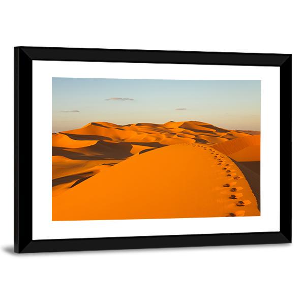 Footprints In Sand Dunes Canvas Wall Art-3 Horizontal-Gallery Wrap-25" x 16"-Tiaracle