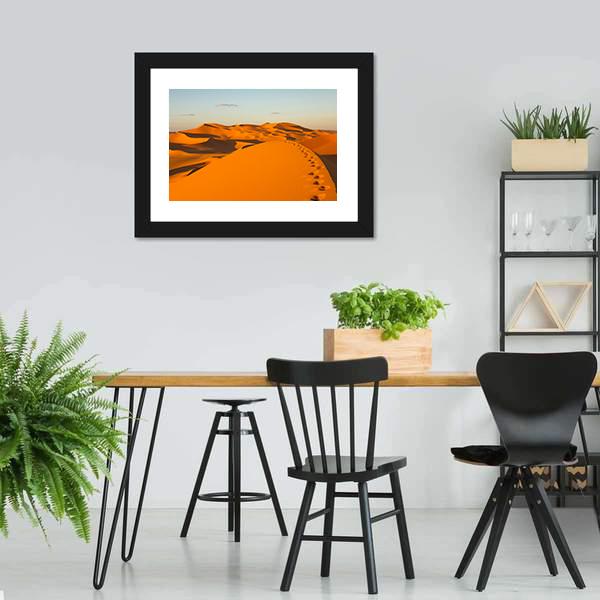 Footprints In Sand Dunes Canvas Wall Art-3 Horizontal-Gallery Wrap-25" x 16"-Tiaracle