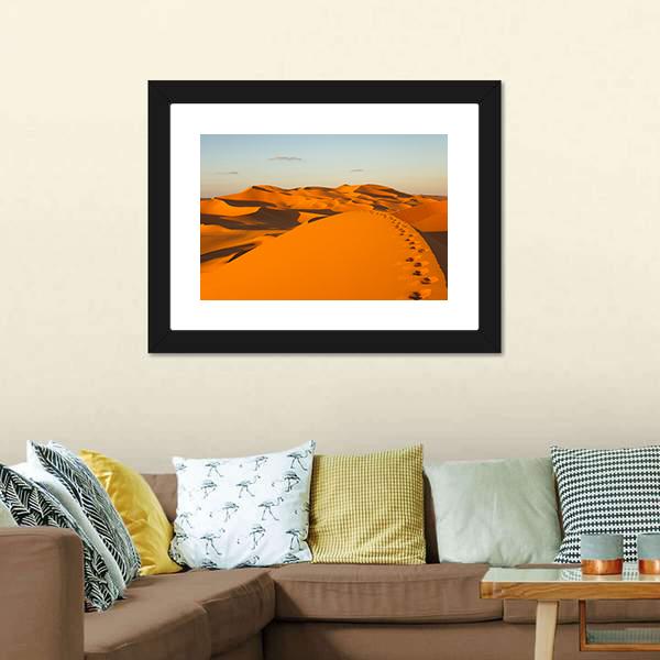 Footprints In Sand Dunes Canvas Wall Art-3 Horizontal-Gallery Wrap-25" x 16"-Tiaracle