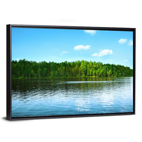 Forest &amp; Lake Canvas Wall Art-3 Horizontal-Gallery Wrap-25" x 16"-Tiaracle