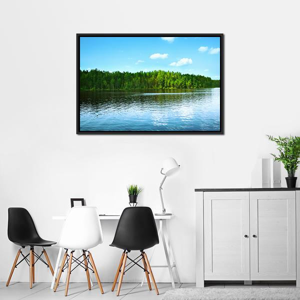 Forest &amp; Lake Canvas Wall Art-3 Horizontal-Gallery Wrap-25" x 16"-Tiaracle