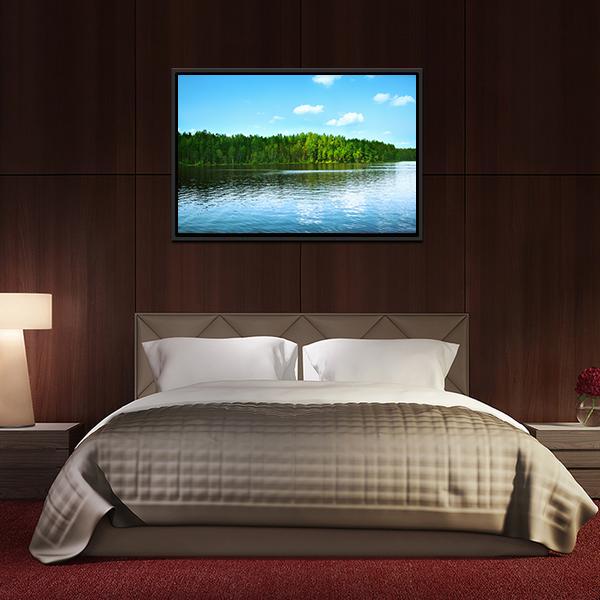Forest &amp; Lake Canvas Wall Art-3 Horizontal-Gallery Wrap-25" x 16"-Tiaracle