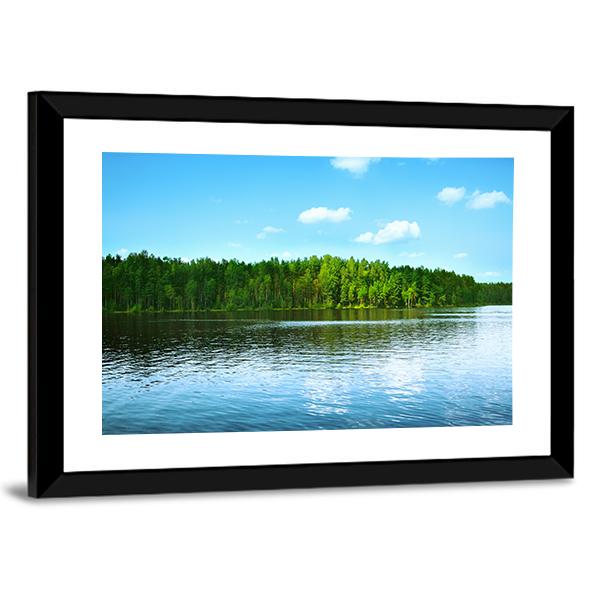Forest & Lake Canvas Wall Art-3 Horizontal-Gallery Wrap-25" x 16"-Tiaracle