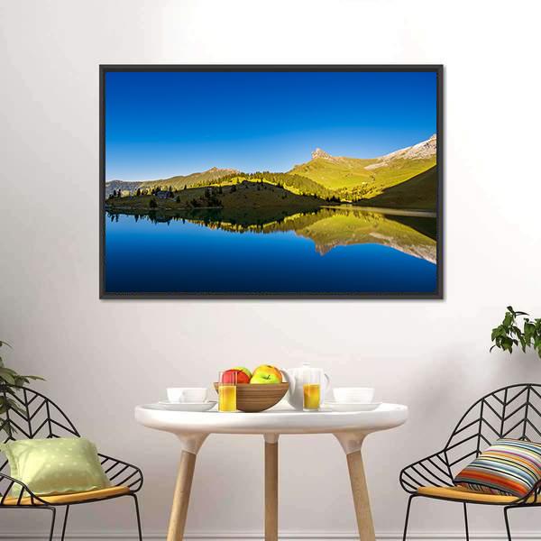Forest And Mountains With Lake Canvas Wall Art-3 Horizontal-Gallery Wrap-25" x 16"-Tiaracle