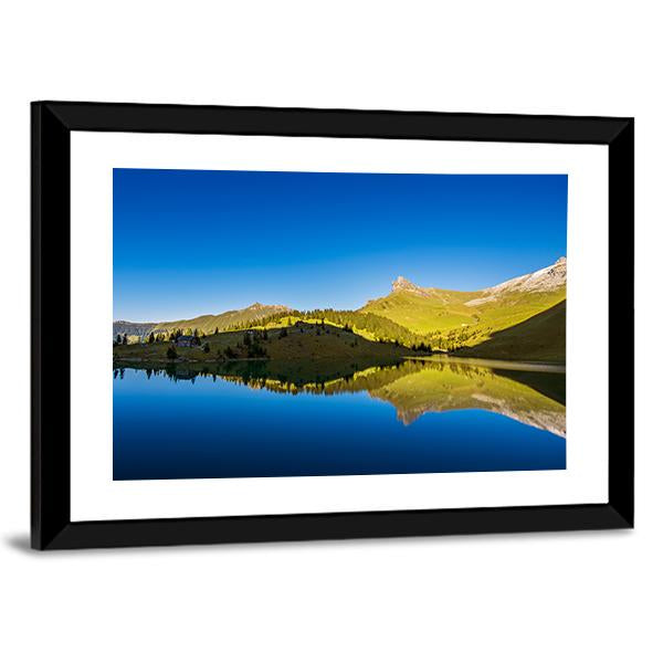 Forest And Mountains With Lake Canvas Wall Art-3 Horizontal-Gallery Wrap-25" x 16"-Tiaracle