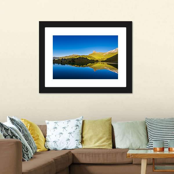 Forest And Mountains With Lake Canvas Wall Art-3 Horizontal-Gallery Wrap-25" x 16"-Tiaracle