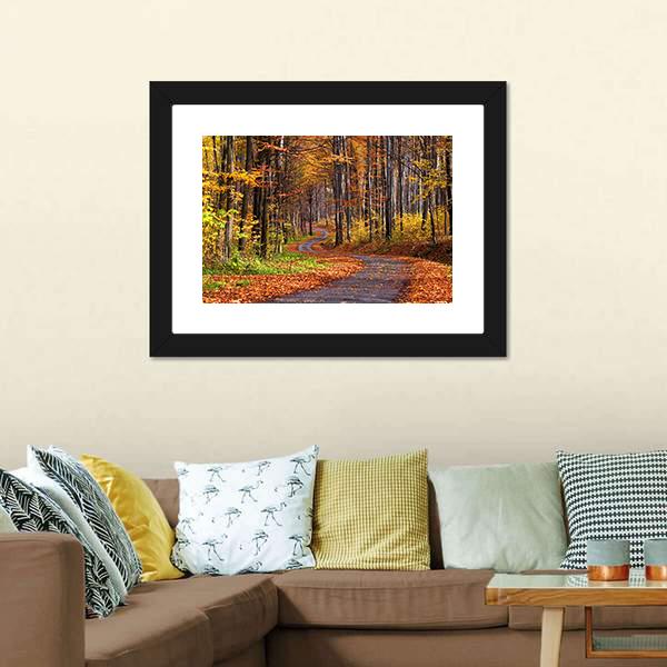 Forest In Autumn Canvas Wall Art-5 Horizontal-Gallery Wrap-22" x 12"-Tiaracle