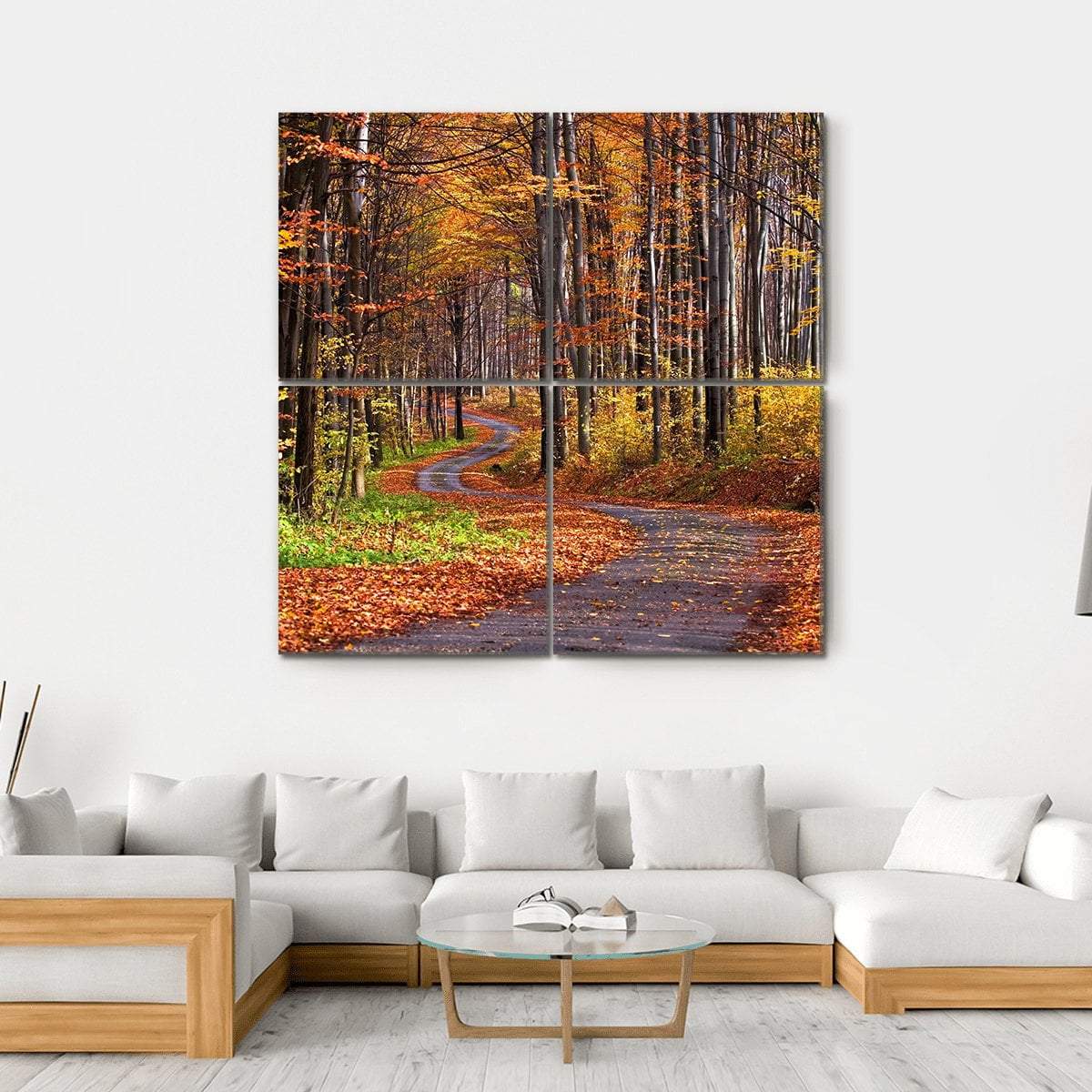 Forest In Autumn Canvas Wall Art-4 Square-Gallery Wrap-17" x 17"-Tiaracle