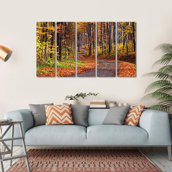Forest In Autumn Canvas Wall Art-5 Horizontal-Gallery Wrap-22" x 12"-Tiaracle