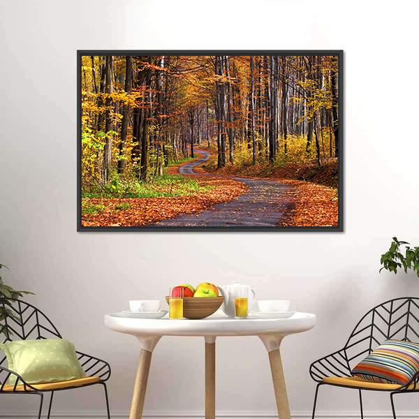 Forest In Autumn Canvas Wall Art-3 Horizontal-Gallery Wrap-25" x 16"-Tiaracle