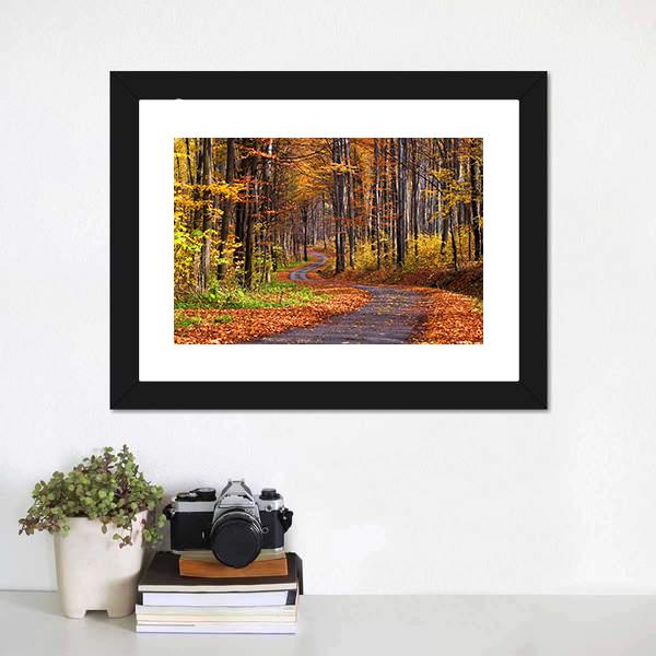 Forest In Autumn Canvas Wall Art-1 Piece-Framed Print-20" x 16"-Tiaracle