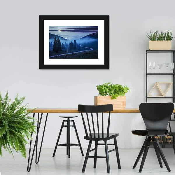 Forest In Foggy Mountains Canvas Wall Art-3 Horizontal-Gallery Wrap-25" x 16"-Tiaracle