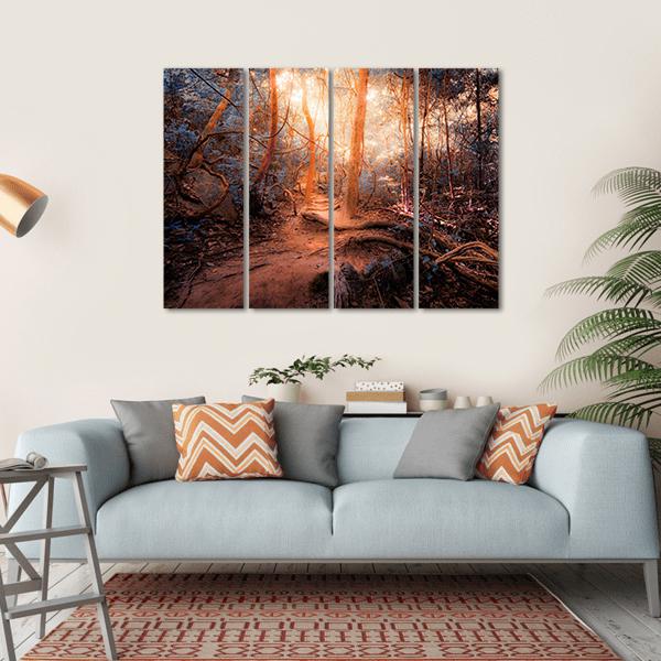 Forest In Surreal Colors Canvas Wall Art-4 Horizontal-Gallery Wrap-34" x 24"-Tiaracle