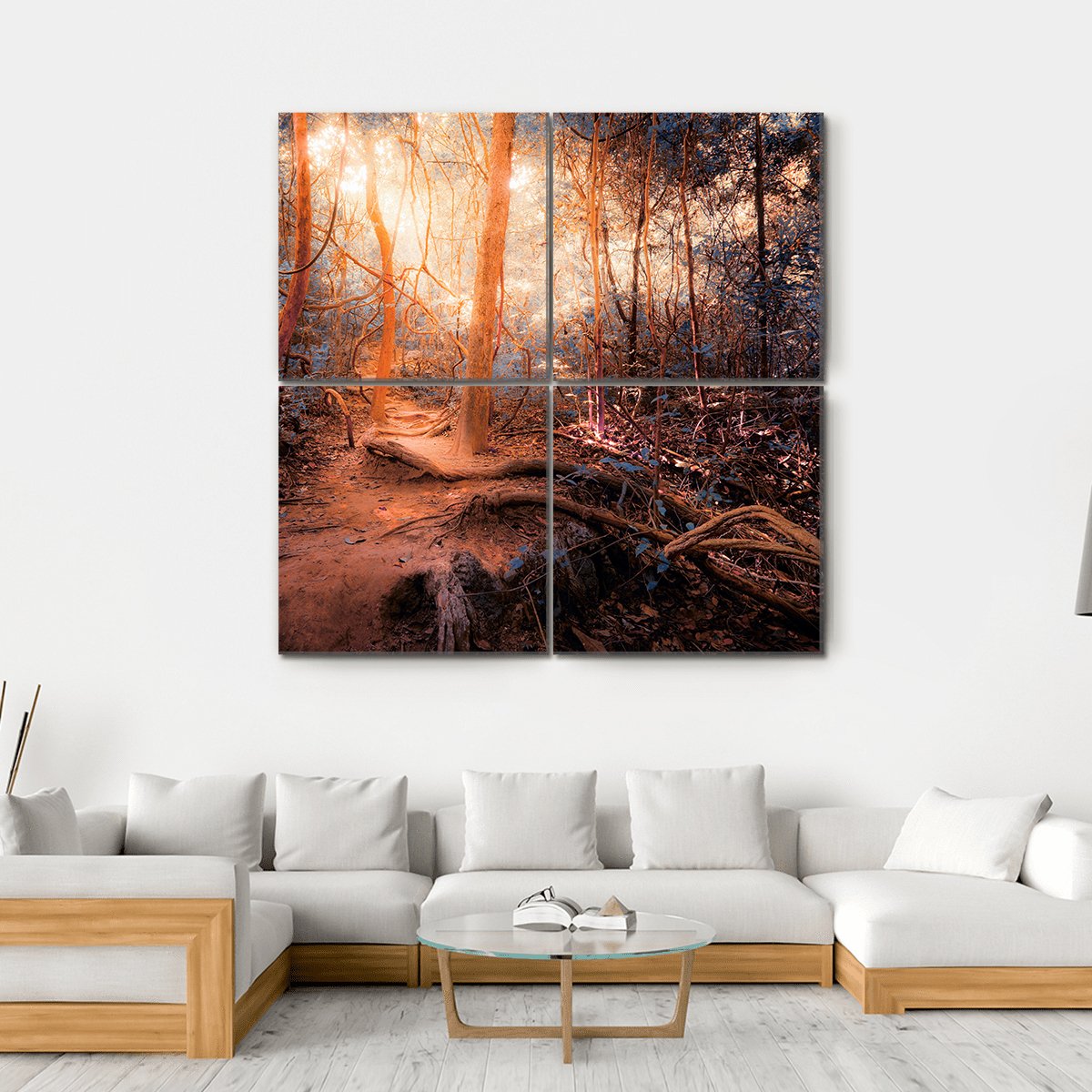 Forest In Surreal Colors Canvas Wall Art-4 Square-Gallery Wrap-17" x 17"-Tiaracle