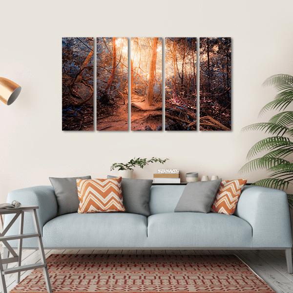 Forest In Surreal Colors Canvas Wall Art-4 Horizontal-Gallery Wrap-34" x 24"-Tiaracle