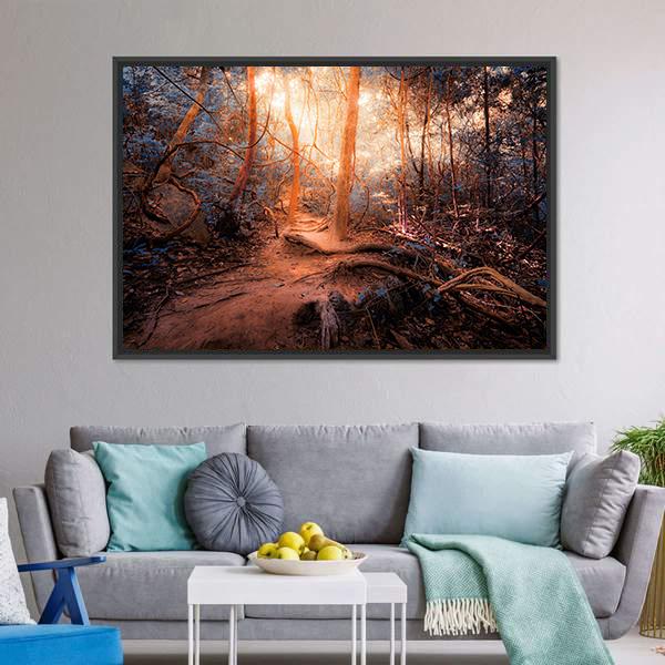 Forest In Surreal Colors Canvas Wall Art-5 Horizontal-Gallery Wrap-22" x 12"-Tiaracle