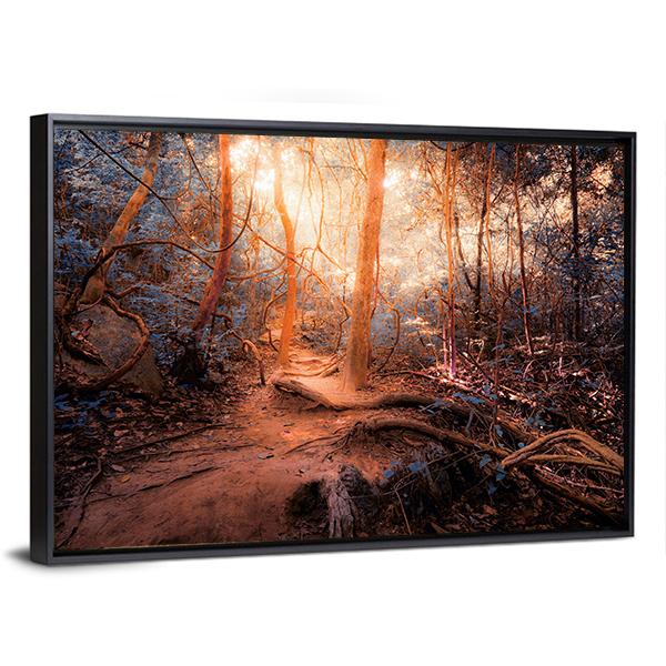 Forest In Surreal Colors Canvas Wall Art-5 Horizontal-Gallery Wrap-22" x 12"-Tiaracle
