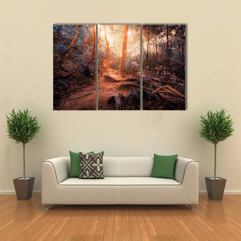 Forest In Surreal Colors Canvas Wall Art-3 Horizontal-Gallery Wrap-37" x 24"-Tiaracle