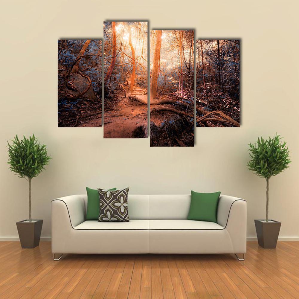 Forest In Surreal Colors Canvas Wall Art-4 Pop-Gallery Wrap-50" x 32"-Tiaracle