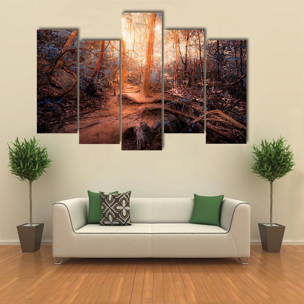 Forest In Surreal Colors Canvas Wall Art-5 Pop-Gallery Wrap-47" x 32"-Tiaracle
