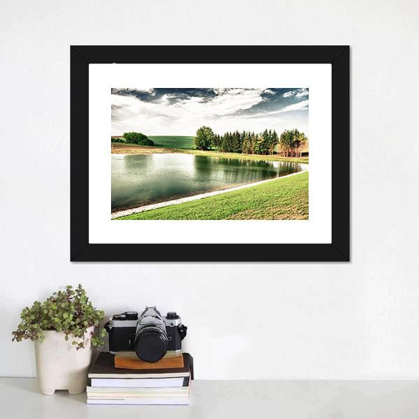Forest Lake Canvas Wall Art-1 Piece-Framed Print-20" x 16"-Tiaracle