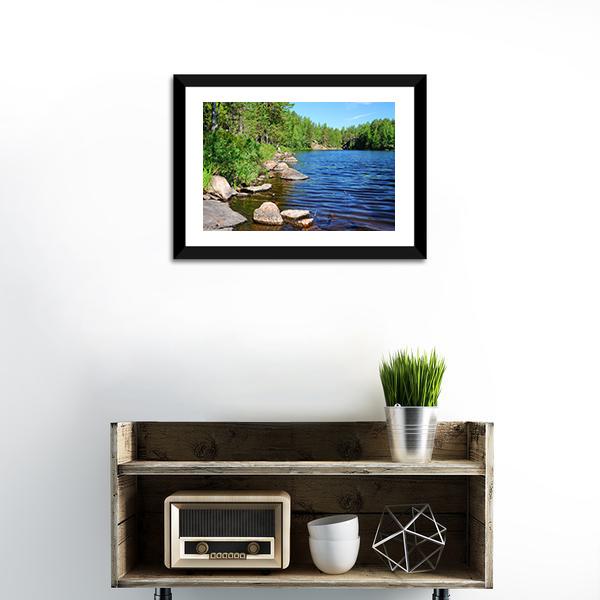 Forest Lake Finland Canvas Wall Art-1 Piece-Framed Print-30" x 20"-Tiaracle