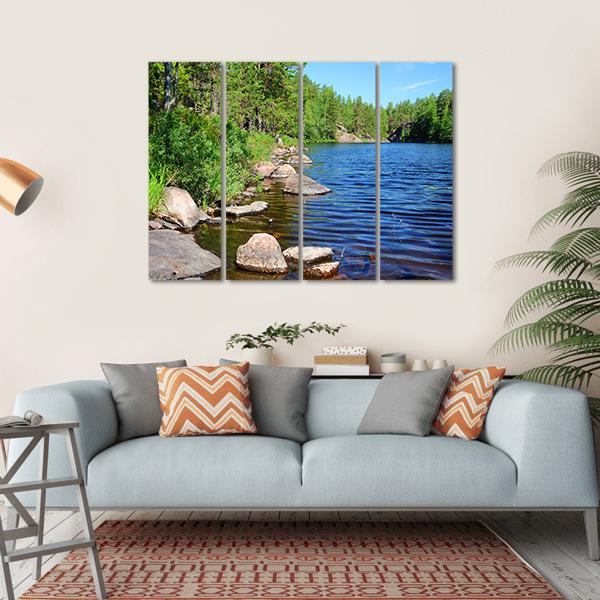 Forest Lake Finland Canvas Wall Art-4 Horizontal-Gallery Wrap-34" x 24"-Tiaracle
