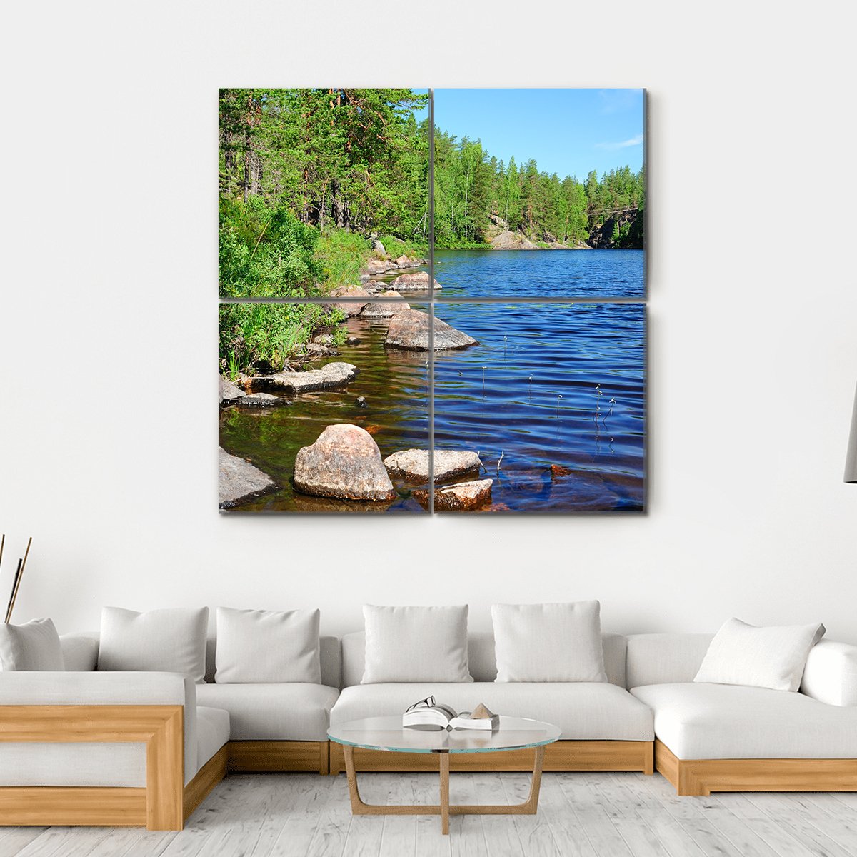 Forest Lake Finland Canvas Wall Art-4 Square-Gallery Wrap-17" x 17"-Tiaracle