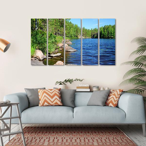 Forest Lake Finland Canvas Wall Art-5 Horizontal-Gallery Wrap-22" x 12"-Tiaracle