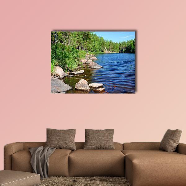 Forest Lake Finland Canvas Wall Art-1 Piece-Gallery Wrap-48" x 32"-Tiaracle