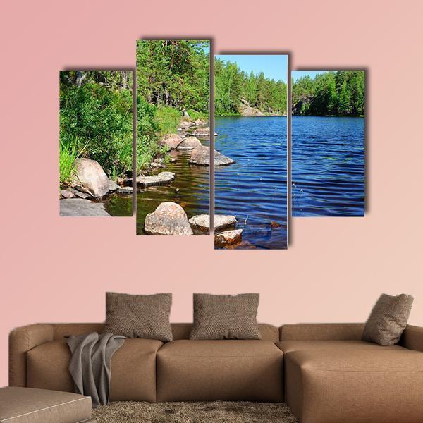 Forest Lake Finland Canvas Wall Art-4 Pop-Gallery Wrap-50" x 32"-Tiaracle