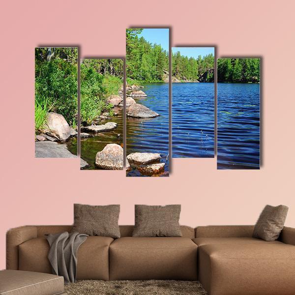 Forest Lake Finland Canvas Wall Art-5 Pop-Gallery Wrap-47" x 32"-Tiaracle