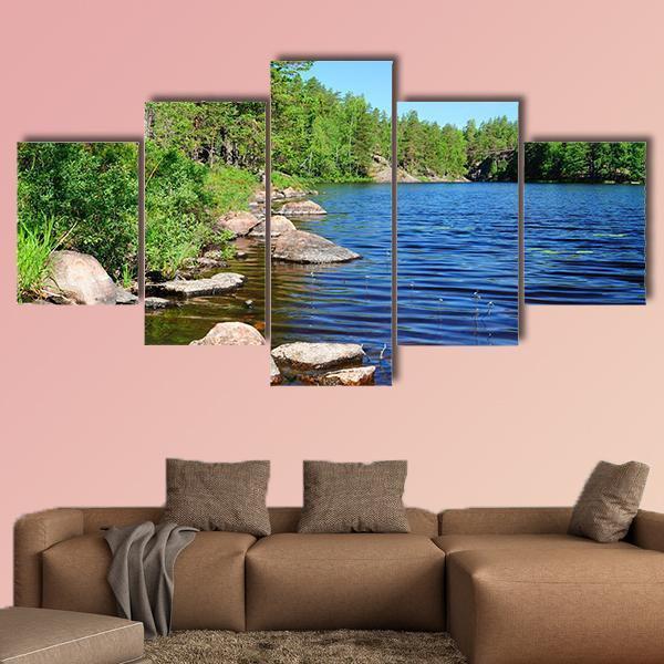 Forest Lake Finland Canvas Wall Art-1 Piece-Gallery Wrap-48" x 32"-Tiaracle